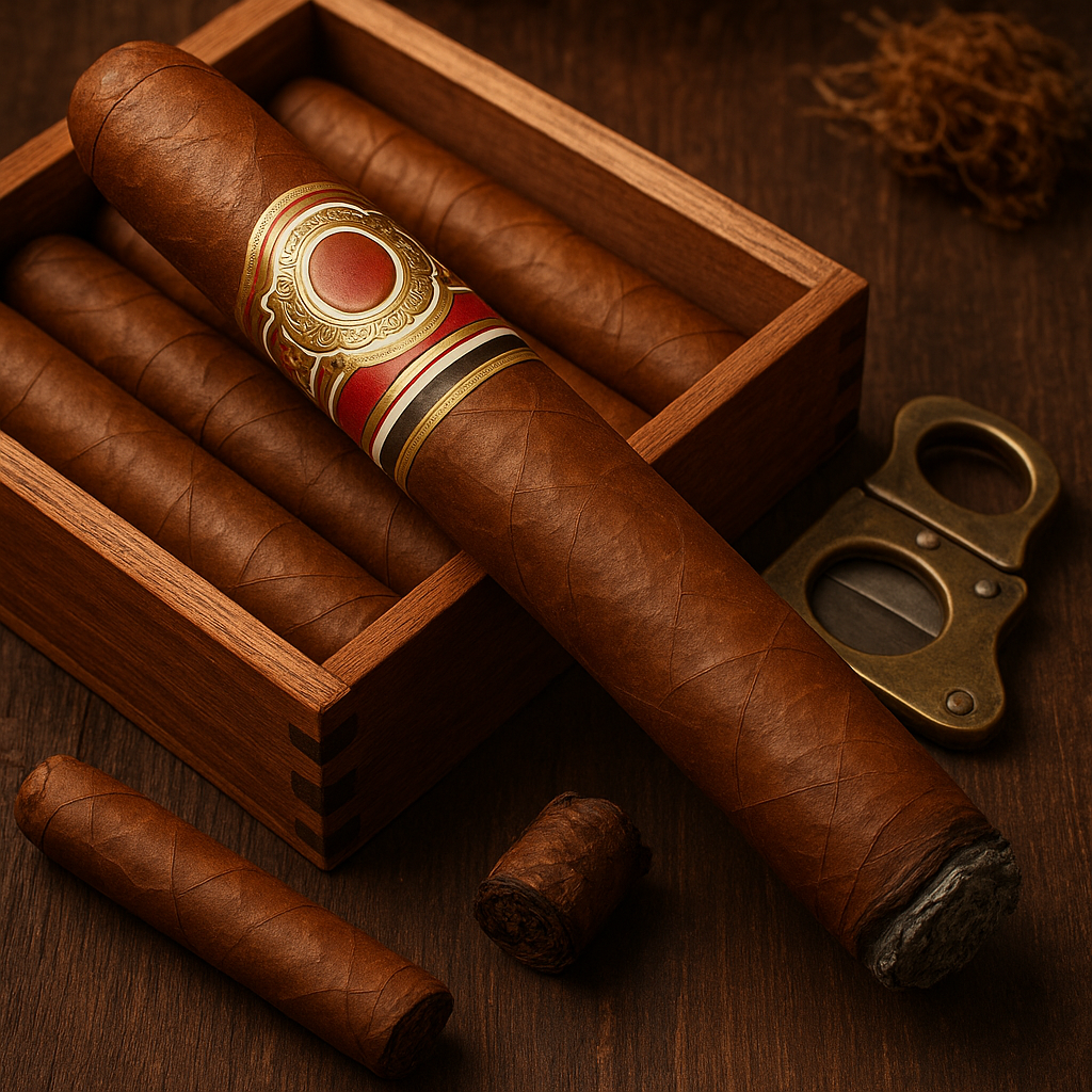 Charutos Premium - Caixa de charutos com tesoura dourada